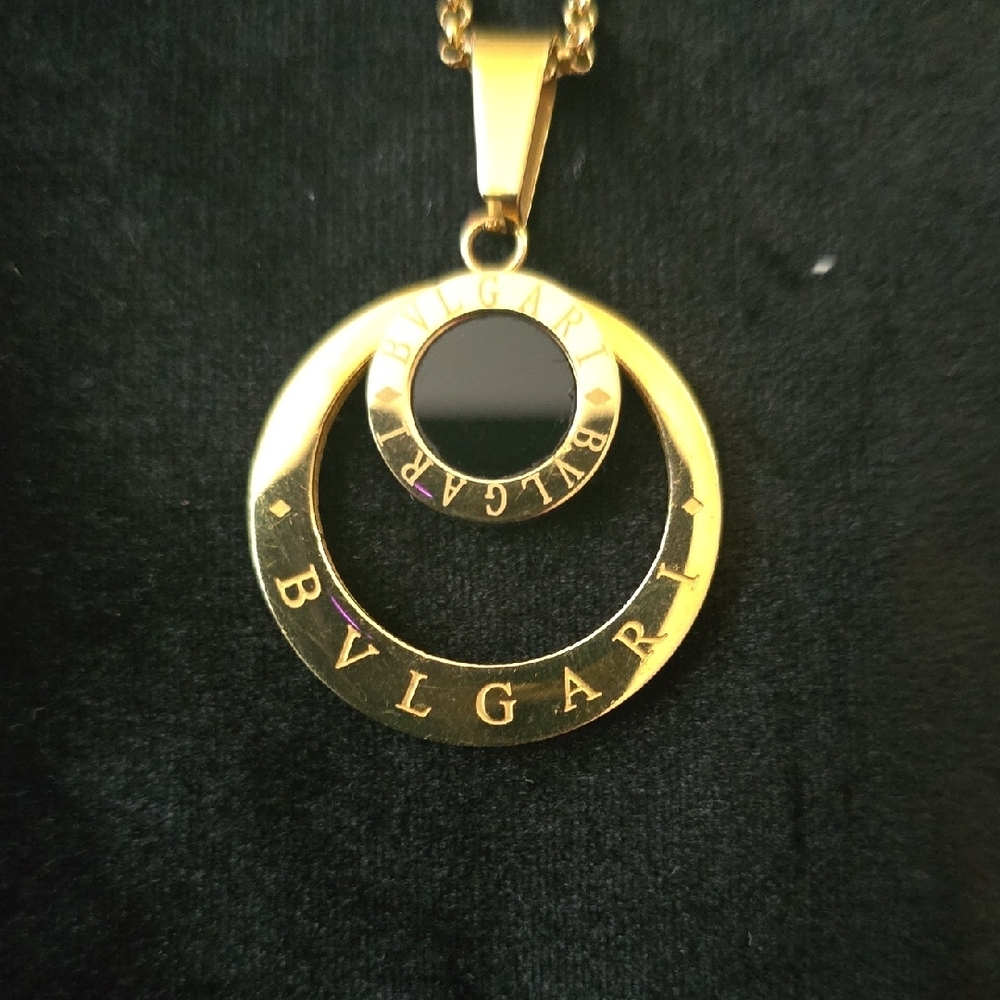 Bulgari Gold and Black Circular Necklace